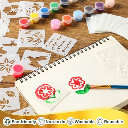 100 Pcs Small Stencils for Crafts, 2 Inch Reusable Cute Stencils for Painting on Wood DIY Craft for Drawing Templates Wall Home Decor Canvas Fabric (Flowers) - style: Flowers