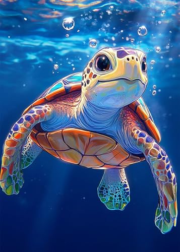 Sea Turtle Diamond Art Kits for Adults, Diamond Painting Kits for Adults | Turtle Diamond Art Kits for Adults Beginners Diamond Painting Kit, Full Drill Paint by Diamonds Gem Art Dots 12x16 Inch - color: Sea Turtle
