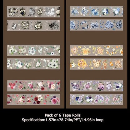 Flowers Tape Stickers for Journaling Supplies,Scrapbook Stickers for DIY - color: Sea