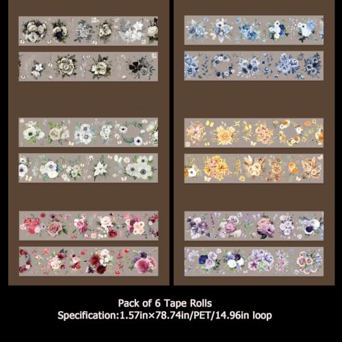 Flowers Tape Stickers for Journaling Supplies,Scrapbook Stickers for DIY - color: Sea