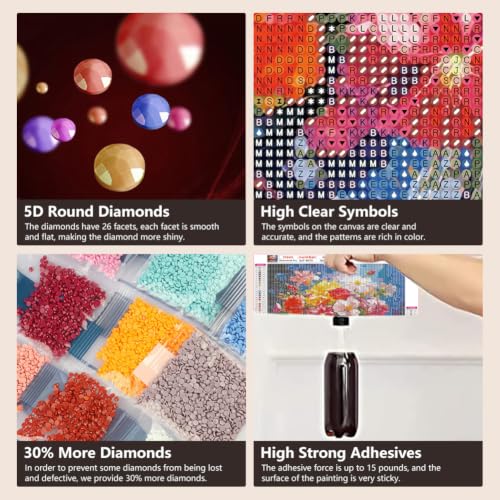 SJUTOUCI Colorful Flower Diamond Art Kit for Adults, Diamond Painting Kit - color: Flower