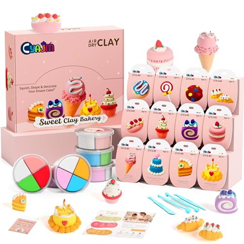 Air Dry Clay Sweet Bakery Set - DIY Cake Crafts. Creative Gift! | Includes colors, tools & guides to make cute cakes. Ideal birthdays & holidays gift - color: cake