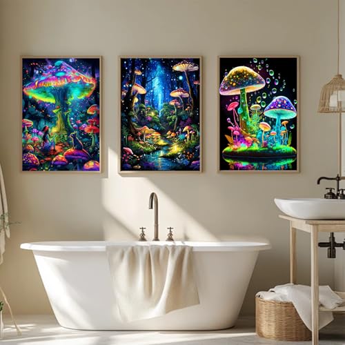 AIBOERL 3 Pack Diamond Art Kits for Adults,Mushrooms Diamond Painting | Round Drill Mushrooms Diamond Painting for Beginners DIY Rhinestone 5D Diamond dots(Gemstone Craft)Wall Art Gift 12x16IN - color: DP03249
