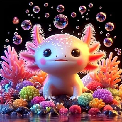 Cute Axolotl Diamond Art Kits for Adults,Diamond Painting Kits 14X14In | 5D Diamond Art Paintings for Beginners,Round Full Drill Diamond Dot Tools Kit,Extra Diamonds,Stress Relief Craft,DIY Gift - color: Axolotl-260204