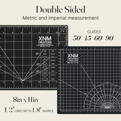 XNM Premium Self Healing Cutting Mat - 8 Inches by 11 inches - A4, 3 Layer Quality PVC Construction - Dual Sided, Imperial and Metric Grid Lines - Perfect for Cutting, Sewing, and Crafts - size: 11"L x 8"W