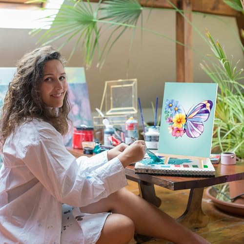 Cholemy 36 Pcs Paint and Sip Kit Gift for Adults 8''x10'',Butterfly | Pre Drawn Canvas, Painting DIY Afro Acrylic Painting Kit, Wood Easel Brushes, Date Night Bulk, Summer Halloween Party - style: Butterfly