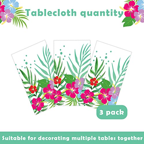 PATIAI 3 Pack Hawaiian Luau Tablecloths,Summer Themed Birthday Table Covers
