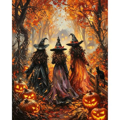 bleihum Halloween Paint by Numbers Kit for Adults Witch 16x20inch - color: MT23133-US