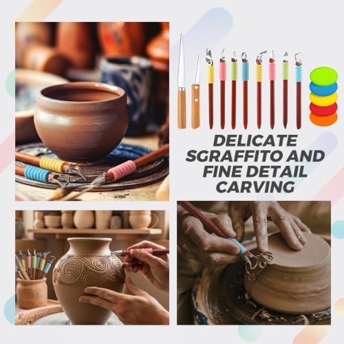 Leriton 8 Pack Pottery Carving Tool Set 5.9inch Sculpture Carving Scraper Tool Pottery Modelling Shape for Tea Cup Mug Vase Leather Hard Clay Cutters for Ceramic Sculpture Craft (Style C)