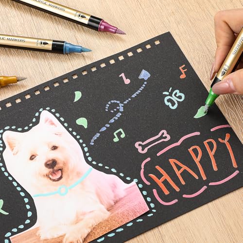 Thboxes 30 Colors Metallic Acrylic Paint Pens | Dual Tip Acrylic Paint Pens for Scrapbook, Works on Wood Glass Ceramic Scrapbook Supplies DIY