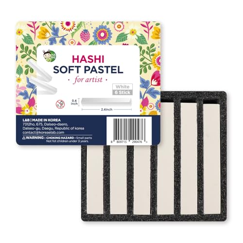 HA SHI Soft Chalk Pastels for Adult Artists, White, 6 Square Sticks - color: White (6 Sticks)