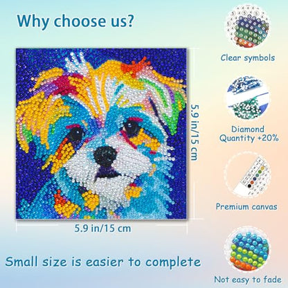 UiSdfuy Diamond Art Kits for Kids,Arts & Crafts Ages 8-12,Diamond Art for Kids,Gem Art 4 Pack Diamond Painting 6" X 6" (Dolphin) - color: Dolphin