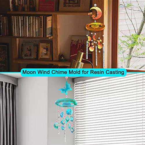 FineGood 2 Set Wind Chimes Resin Molds, Resin Molds Silicone Butterfly Moon Silicone Molds for Epoxy Resin DIY Winds Chime Gifts for Women Home Decor
