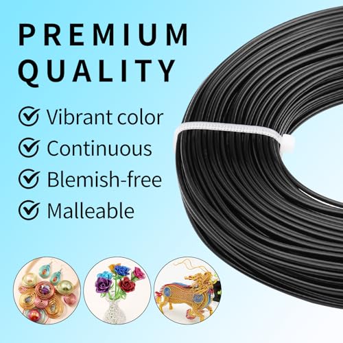 12 Gauge Aluminum Wire 100FT, 2mm Bendable Metal Anodized Aluminum Wire for Sculpting Jewelry Making Crafts Wreath Beading Floral(Black) - color: Black