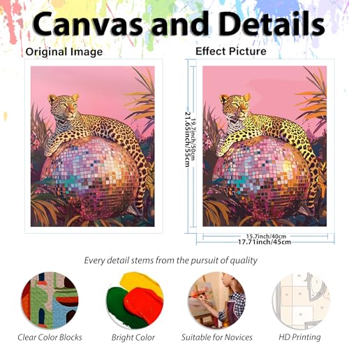Animal Paint by Numbers Kit for Adults, Adult Paint by Number Kits 16x20 in - color: Leopard