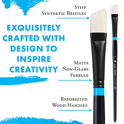 Princeton Artist Brush Aspen, Glare-Free Plein-Art Brush for Acrylic & Oil, Series 6500 Bright White Synthetic, Size 12 - color: Bright, size: Size 8