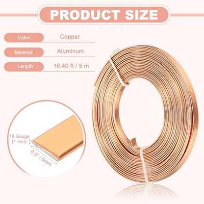 uxcell 18 Gauge Flat Aluminum Wire, 16.40 ft 5mm Wide Aluminum Crafts Wire for Flower Bonsai Crafts Carving DIY Bezel Sculpting Gem Metal Wrap, Copper - color: Copper, size: 5mm