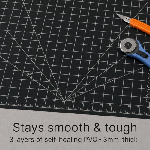 XNM Premium Self Healing Cutting Mat - 24 Inches by 36 inches - A1, 3 Layer Quality PVC Construction - Dual Sided, Imperial and Metric Grid Lines - Perfect for Cutting, Sewing, and Crafts - size: 36"L x 24"W