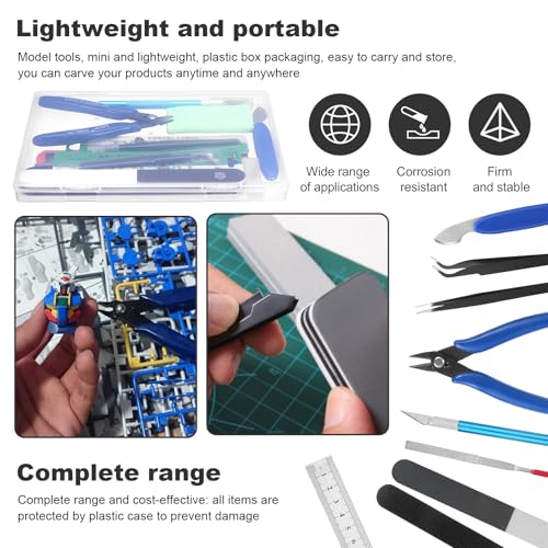 Fippy 11PCS Model Kit Tools, Gundam Model Tool Kit, Hobby Building Tools Kit for Gundam Basic Model Assembling, Building and Repairing - style: Set A