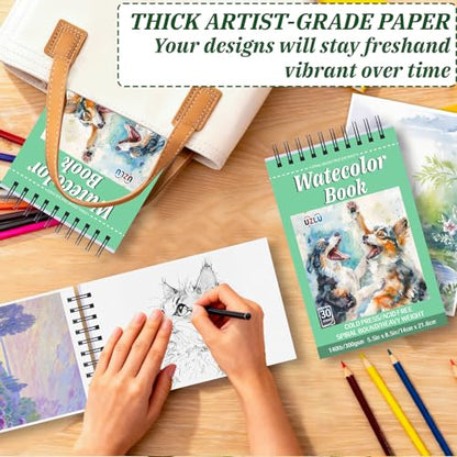 UZLU 6 Pack Watercolor Paper Pads, 5.5 x 8.5 Inch, 180 Sheets Total - size: 5.5x 8.5 in