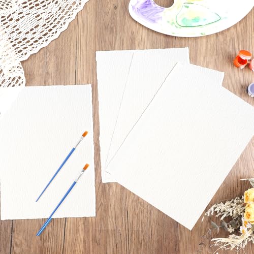 50-Sheet Watercolor Paper Pad, 7 x 10 in, 300 GSM, Deckled Edge - size: 7 x 10inch