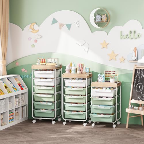 APEXCHASER Utility Cart with 4 Drawers, Art Cart for Teacher Kid, Green - color: Green, size: 4-Drawers