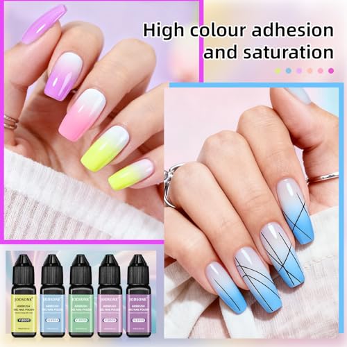 JODSONE Airbrush Gel Nail Polish Set 20 Colors No Dilution Fine Mist Nail | White Blue Pink Purple for Ombre French Nail Art Design Nail Airbrush Paint Gel Nail Polish Ideal for Home Salon Use - color: Airbrush-4