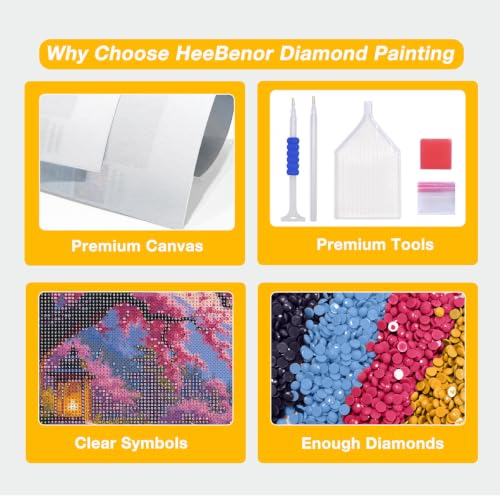 HeeBenor 5D Landscape Large Diamond Painting Kits for Adults, 27.5" X15.7" - color: Cherry Blossom 056