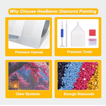 HeeBenor 5D Landscape Large Diamond Painting Kits for Adults, 27.5" X15.7" - color: Cherry Blossom 056