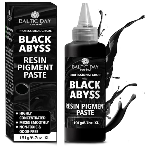 BALTIC DAY Black Abyss Epoxy Resin Pigment Paste XL (191g/6.7oz) – Opaque Epoxy Dye & High Concentration Coloring Paste, Mica Powder Alternative for Resin Art, Jewelry, Tumblers, River Tables & Crafts - color: Black Abyss XL