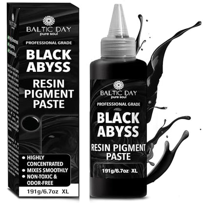 BALTIC DAY Black Abyss Epoxy Resin Pigment Paste XL (191g/6.7oz) – Opaque Epoxy Dye & High Concentration Coloring Paste, Mica Powder Alternative for Resin Art, Jewelry, Tumblers, River Tables & Crafts - color: Black Abyss XL