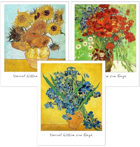 3 Pack Van Gogh Diamond Art Kits for Adults Diamond Painting Kit Beginner | Sunflower 5D Cute Funny DIY Diamond Dots Full Drill Crafts for Gem Art Dot Art for Adults Home Wall Decor for Teens 12x16 in - color: DP03148, size: Round Drill
