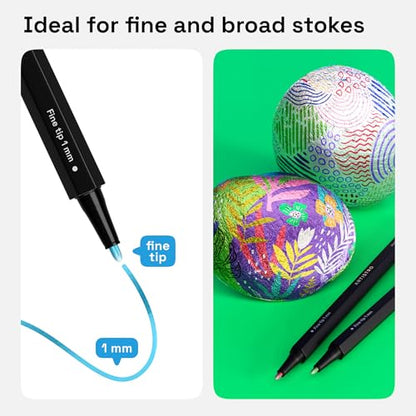 ARTISTRO Metallic Acrylic Paint Markers - Fine Tip Paint Pens for Rock, Wood, Glass, Ceramic, Black Paper, Scrapbooking Crafts, Card Making, DIY Photo Album, Ceramic (Fine)