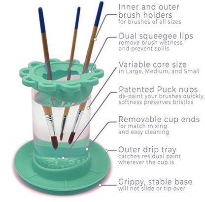 Ultimate Rinse Cup Paint Brush Cleaner, Mug (4 in), Green | Non-Spill Paint Water Cup & Brush Cleaner, Brush Holder, Squeegee Lips & Drip Tray, Acrylic, Watercolor, Art Supplies - color: Green, size: Mug