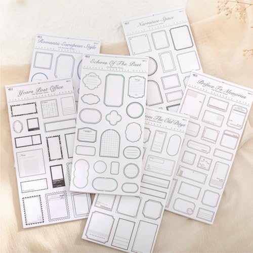 Alideco 180pcs Vintage Simple Label Border Scrapbooking Paper for Journaling Supplies, Decorative Craft Paper for Junk Journals (shenghuojiluzhe) - color: Shenghuojiluzhe