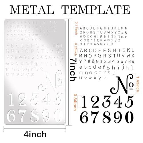 Metal Engraving Stencils, Small Letter Number Alphabet Fonts Templates and Stencils for Engraving Pyrography Metal Wood Burning Glass Lettering Journaling DIY Drawing (letter2)