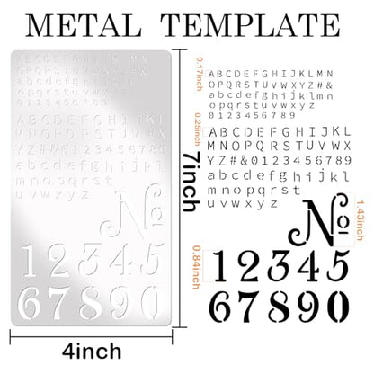 Metal Engraving Stencils, Small Letter Number Alphabet Fonts Templates and Stencils for Engraving Pyrography Metal Wood Burning Glass Lettering Journaling DIY Drawing (letter2)