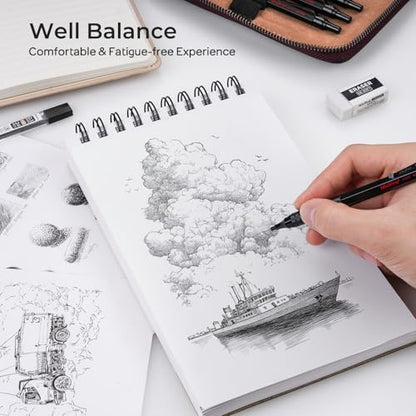 Nicpro 20PCS Black Metal Mechanical Pencil Set in Leather Case - color: Black, size: 20pcs