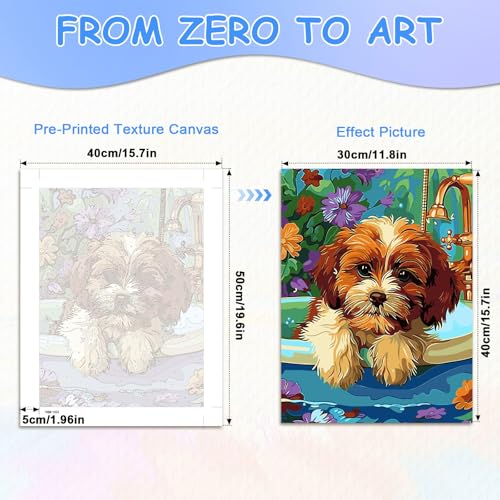 zpptAugs Paint by Numbers Kit for Adults Beginners，Dog Funny Adult Paint by Number Kits on Canvas,Digital Oil Number Painting Kits for Home Decor Gift 12"x16"(Without Frame)