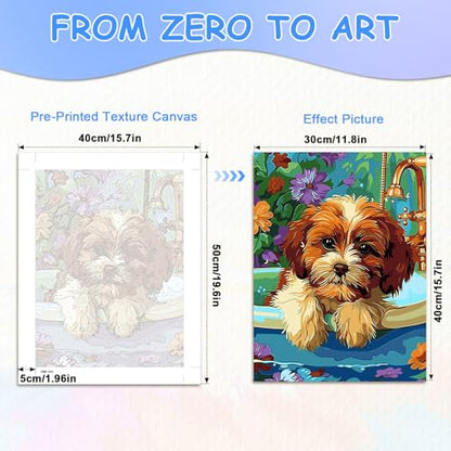 zpptAugs Paint by Numbers Kit for Adults Beginners，Dog Funny Adult Paint by Number Kits on Canvas,Digital Oil Number Painting Kits for Home Decor Gift 12"x16"(Without Frame)