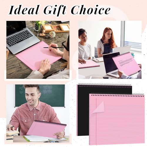 4 Landscape Legal Pad 11 x 9.5 College Ruled Top Spiral Horizontal Notebook | 4 Pink Pads, 50 Sheets Each, Hole Punched Pages, Simple Color Coding for Classes, Projects, Meetings and Daily Note Taking - color: Pink