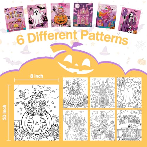 Niteform Pre Drawn Canvas to Paint, Pre Printed Canvas Boards, Pre Stretched Outline Painting Kits for Beginners, Adults, Party Favors & Spring Craft Activities (8 * 10-Halloween) - style: 8*10-Halloween