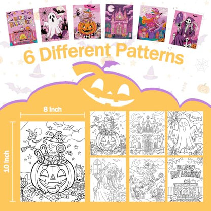 Niteform Pre Drawn Canvas to Paint, Pre Printed Canvas Boards, Pre Stretched Outline Painting Kits for Beginners, Adults, Party Favors & Spring Craft Activities (8 * 10-Halloween) - style: 8*10-Halloween