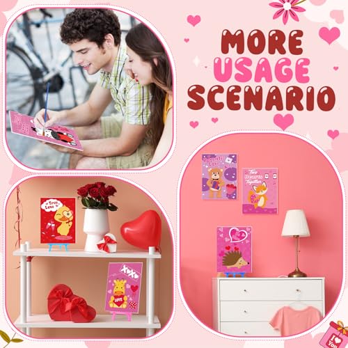 Blosssound 10 Set Valentine's Day Jungle Animals Pre Printed Canvas Pre Drawn Canvas Painting with Easel Kits 5" x 7" Outline Painting Panels for Beginners, DIY Craft Project, Party Favor, Home Decors - style: Jungle Animal