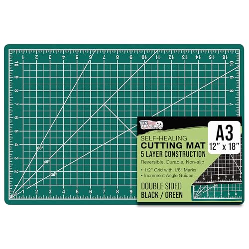 U.S. Art Supply 12"x18" Self-Healing Cutting Mat 5-Ply 2 Pack Green/Black - color: Green/Black
