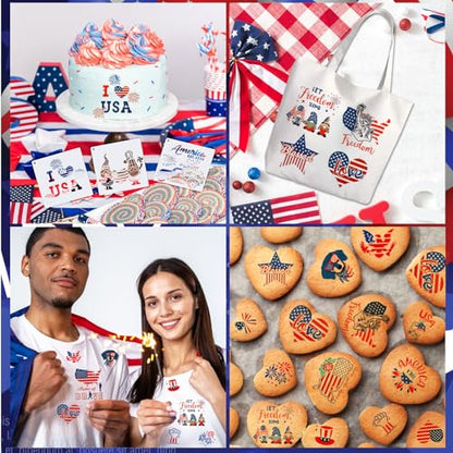 OOTSR Patriotic Stencils for Painting, 28 PCS 4th of July Reusable Stencil Templates for Cookie Cake Scrapbooking Wood Drawing, American Independence Day Stencil for Art Projects DIY Decoration
