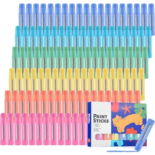 Gilprop 20 Sets Tempera Paint Sticks 120 Pcs 6 Colors Washable Quick Drying Art Solid Tempera Paint Stick Bulk Crafts Supplies(Macaron) - color: Macaron