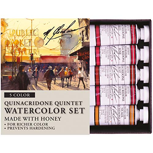 M. Graham 1/2-Ounce Tube Watercolor Paint Set, Quinacridone Quintet 5 (33-QUIN) - color: Quinacridone Quintet 5 Color Watercolor Set, style: Watercolor Sets