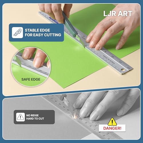 12 Inch Aluminum Cutting Ruler, Dual Scale Inch/Metric Measuring Tool with Precision Markings, Lightweight Straight Edge for Architects, Students, Engineers, and Designers