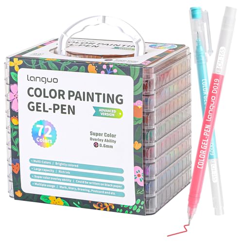 Gel Pens For Coloring,72 Pack Colored Pen for Black&White Paper,0.6MM Point - color: 72PCS-Gift Box-8 stackable layers